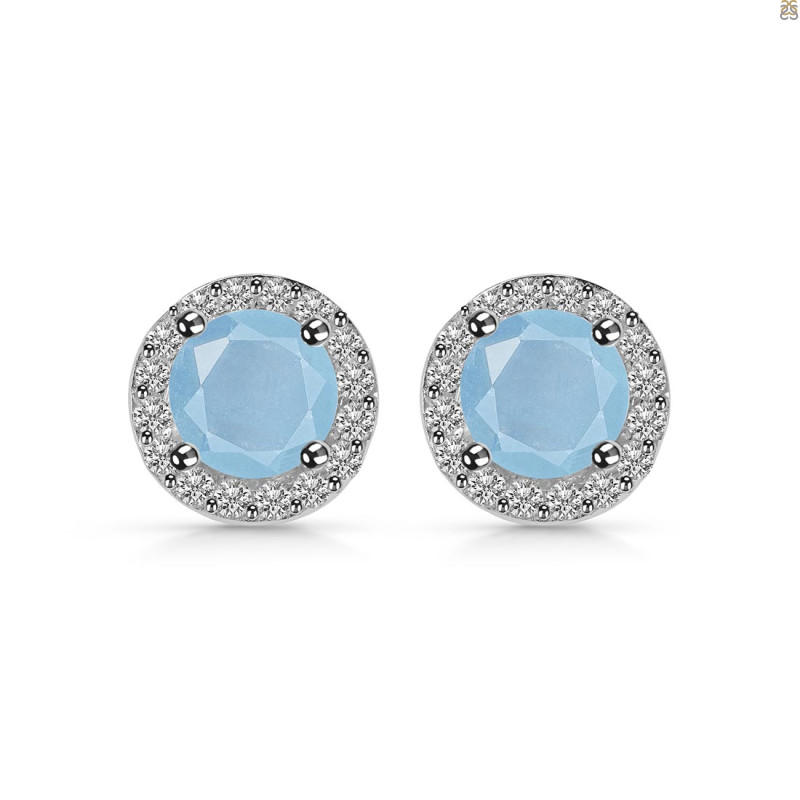 Aquamarine & White Topaz Stud Earring AQM-RDE-1259.