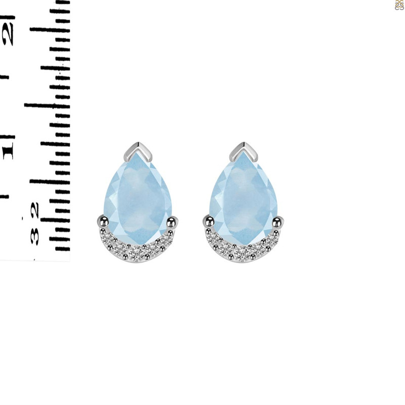 Aquamarine & White Topaz Stud Earring AQM-RDE-1262.
