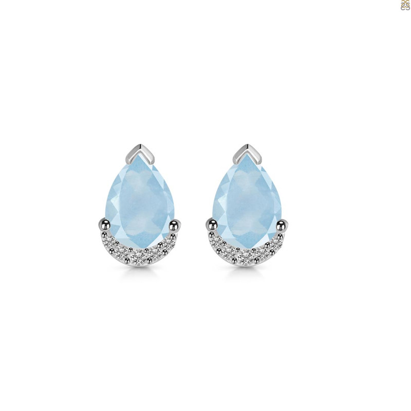 Aquamarine & White Topaz Stud Earring AQM-RDE-1262.