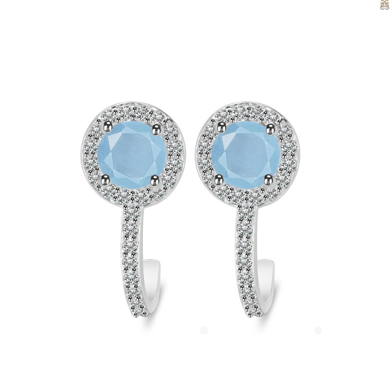 Aquamarine & White Topaz Stud Earring AQM-RDE-1264.
