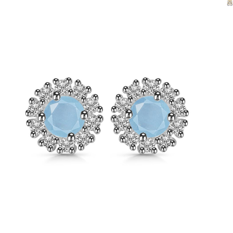 Aquamarine & White Topaz Stud Earring AQM-RDE-1268.