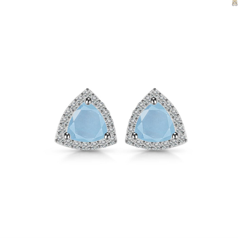 Aquamarine & White Topaz Stud Earring AQM-RDE-1269.