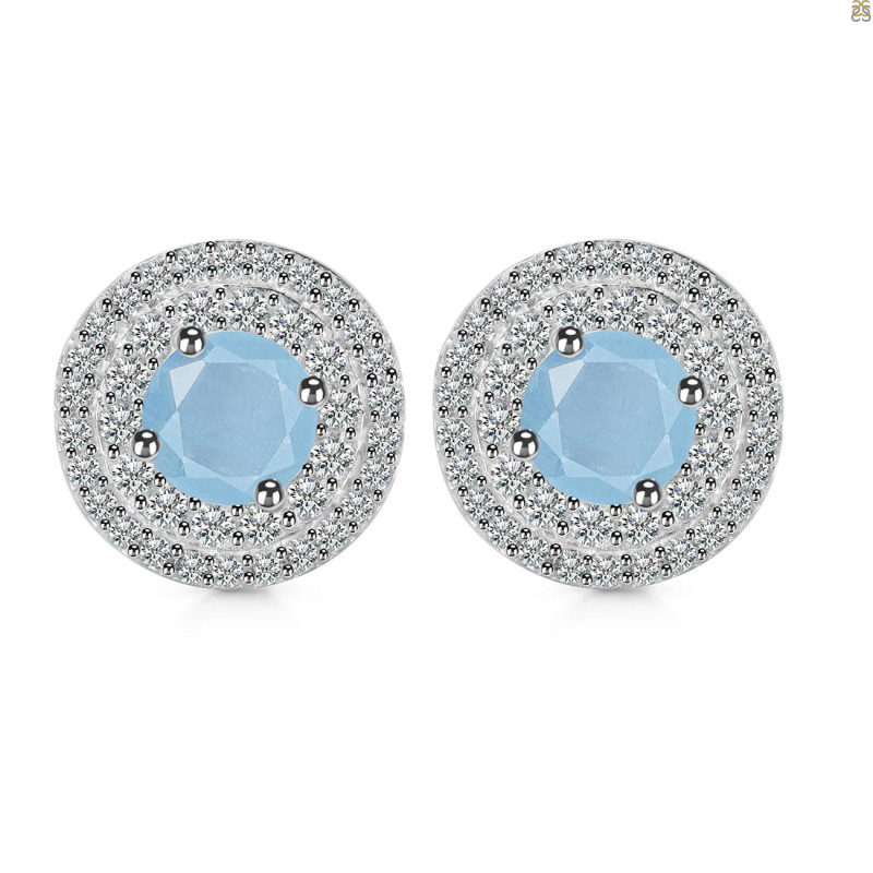 Aquamarine & White Topaz Stud Earring AQM-RDE-1271.