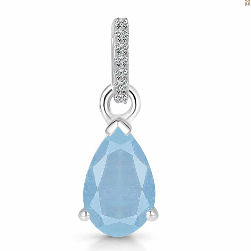 Aquamarine & White Topaz Pendant AQM-RDP-757-CZ.