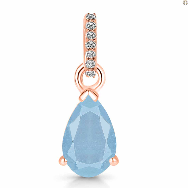Aquamarine & White Topaz Pendant AQM-RDP-757-CZ.