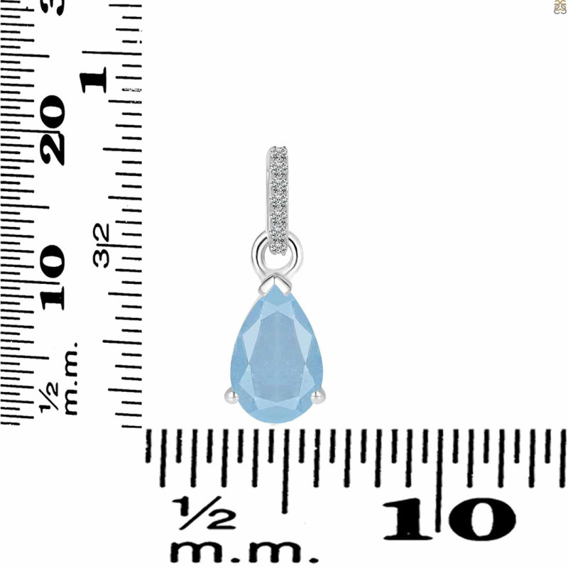 Aquamarine & White Topaz Pendant AQM-RDP-757-CZ.