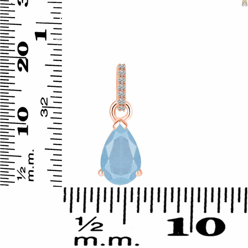 Aquamarine & White Topaz Pendant AQM-RDP-757-CZ.