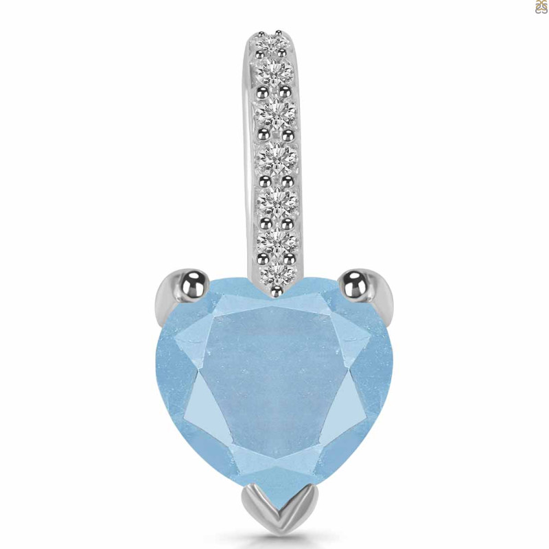 Aquamarine & White Topaz Pendant AQM-RDP-819.