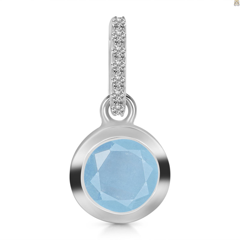 Aquamarine & White Topaz Pendant AQM-RDP-960-CZ-LOOP.