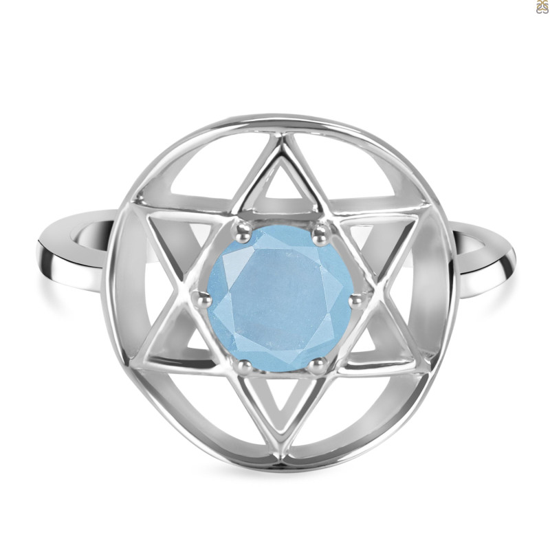 Aquamarine Pentacle Ring AQM-RDR-2137.