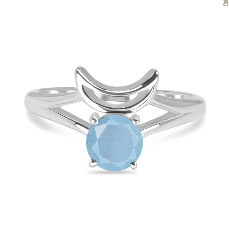 Aquamarine Crescent Moon Ring AQM-RDR-2151.