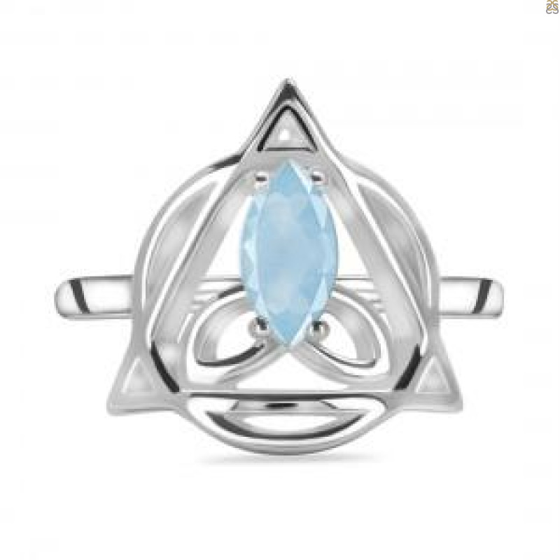 Aquamarine Triquetra Ring AQM-RDR-2166.