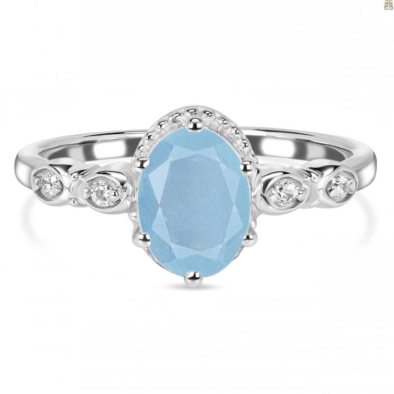 Aquamarine & White Topaz Ring AQM-RDR-2182.