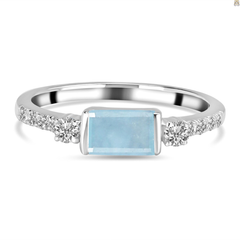 Aquamarine & White Topaz Ring AQM-RDR-2186.
