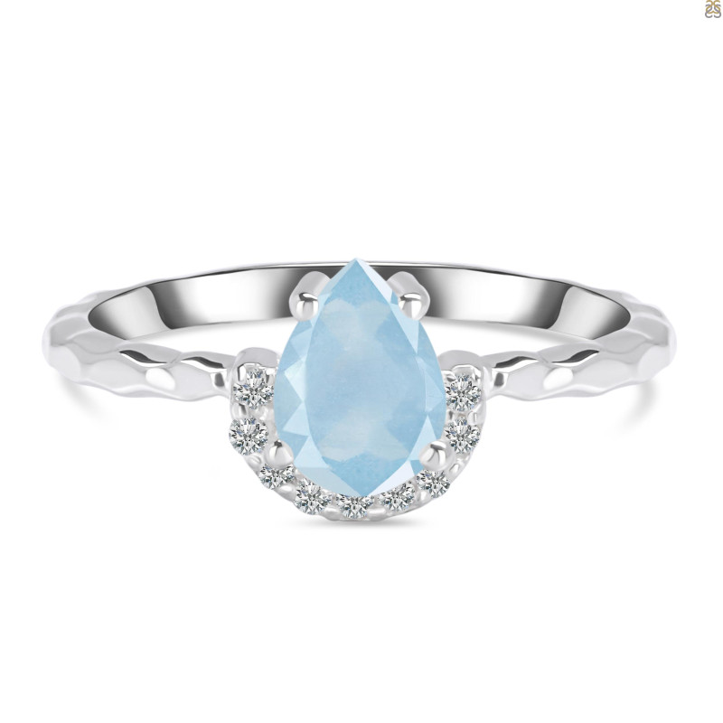 Aquamarine & White Topaz Ring AQM-RDR-2192.
