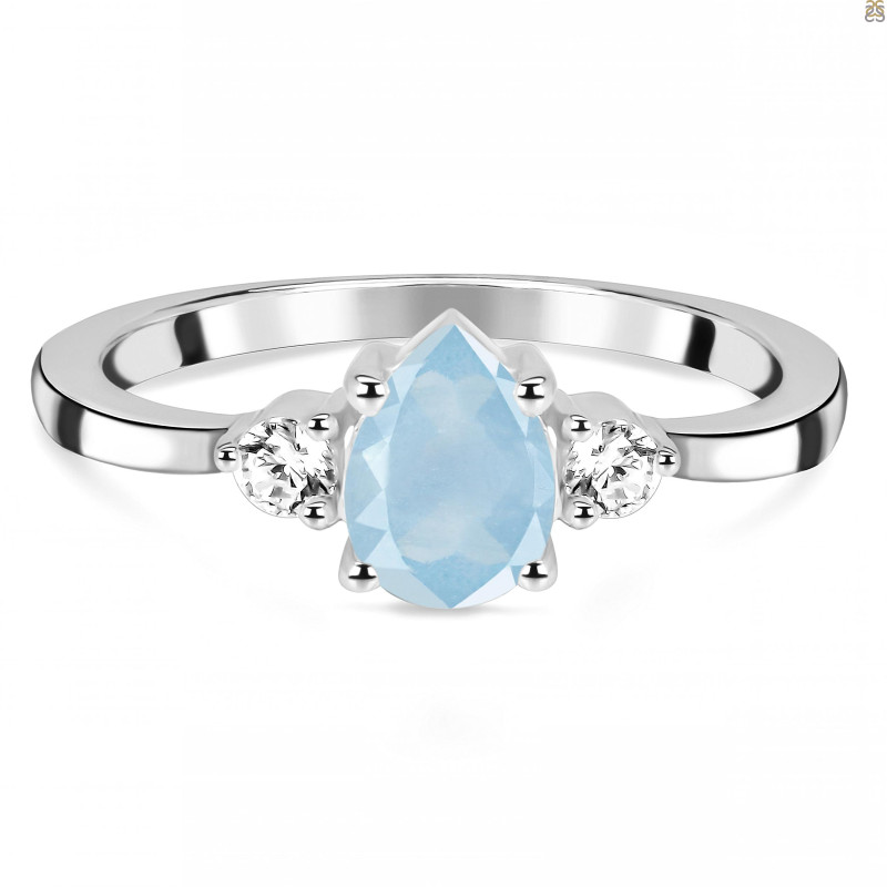 Aquamarine & White Topaz Ring AQM-RDR-2213.