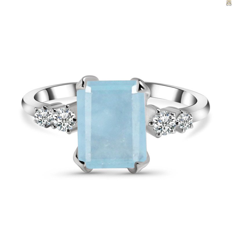 Aquamarine & White Topaz Ring AQM-RDR-2215.
