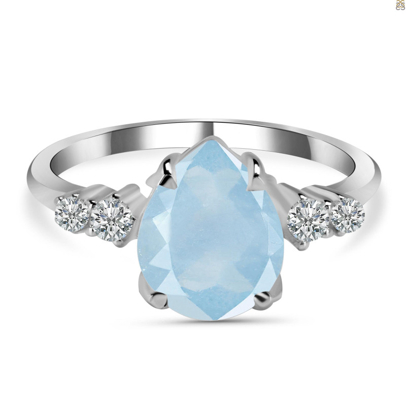 Aquamarine & White Topaz Ring AQM-RDR-2216.