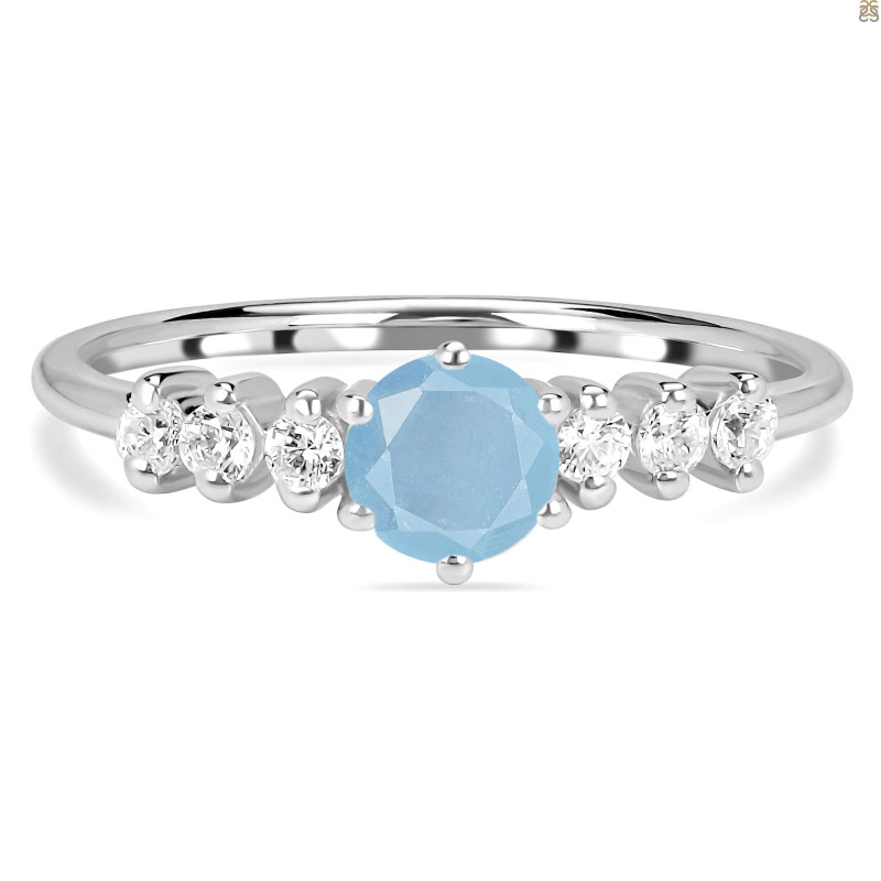 Aquamarine & White Topaz Ring AQM-RDR-2259.
