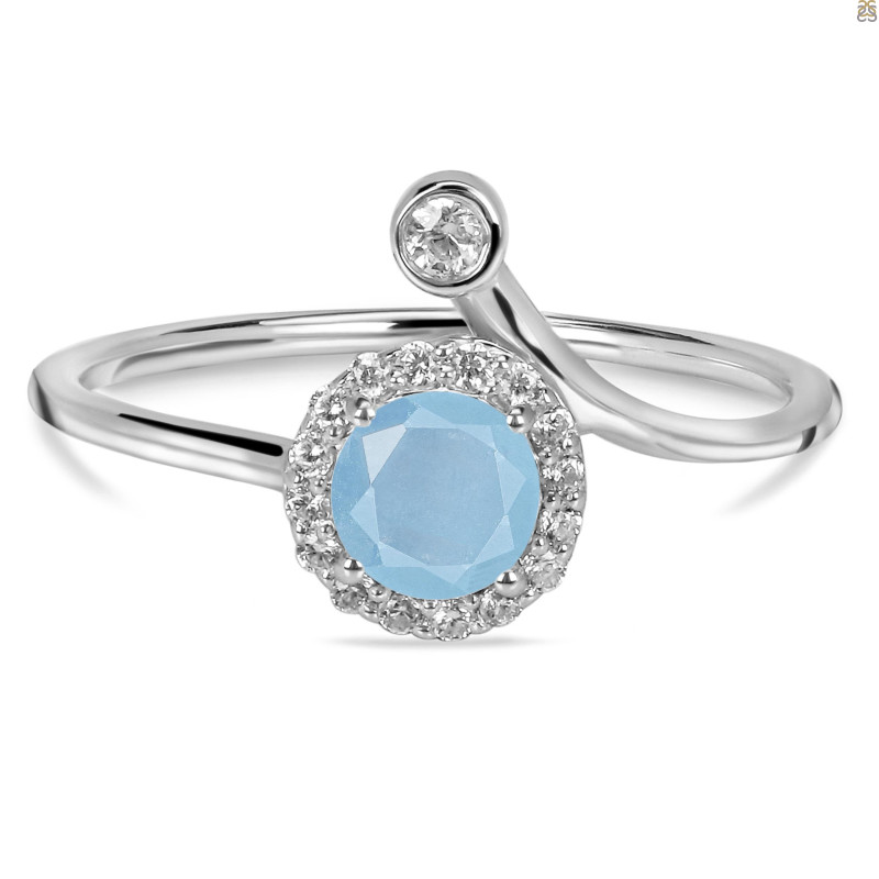 Aquamarine & White Topaz Ring AQM-RDR-2261.