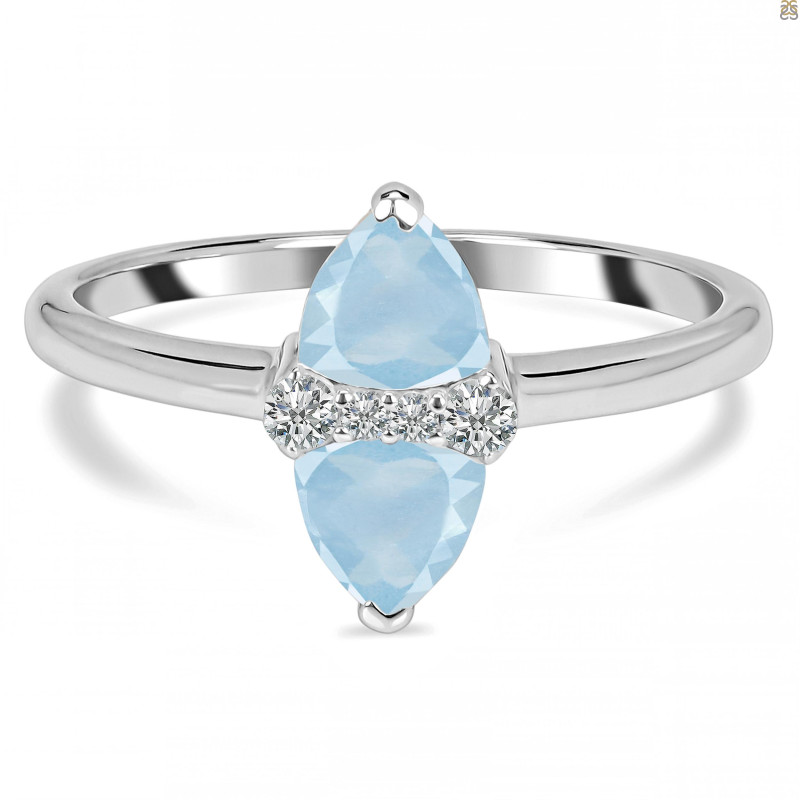 Aquamarine & White Topaz Ring AQM-RDR-2266.