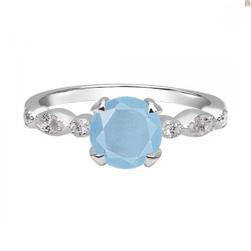 Aquamarine & White Topaz Ring AQM-RDR-2269.