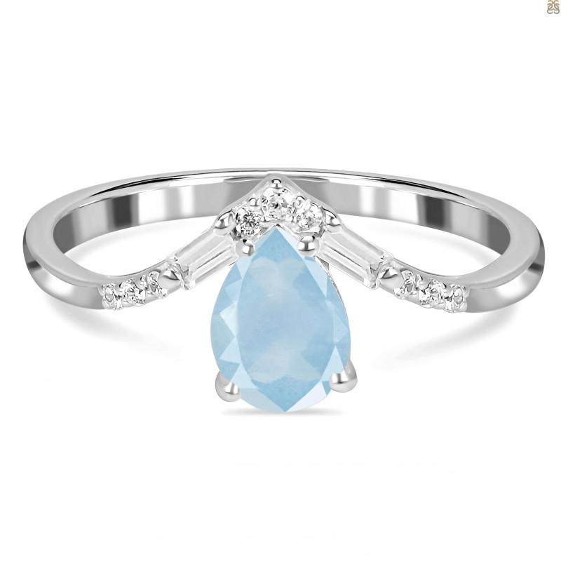 Aquamarine & White Topaz Ring AQM-RDR-2283.