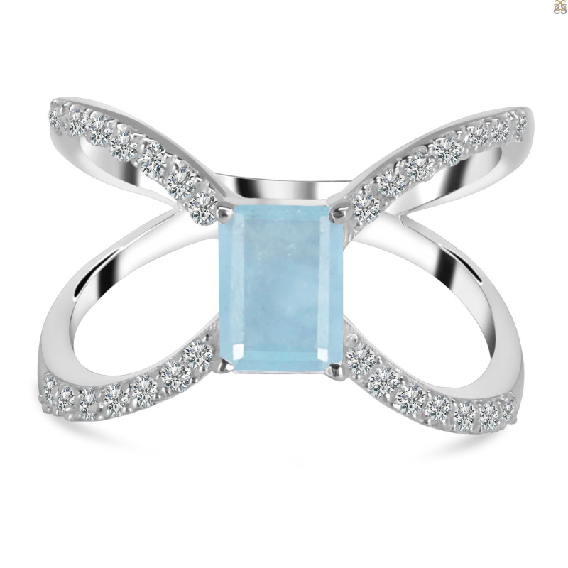 Aquamarine & White Topaz Ring AQM-RDR-2293.