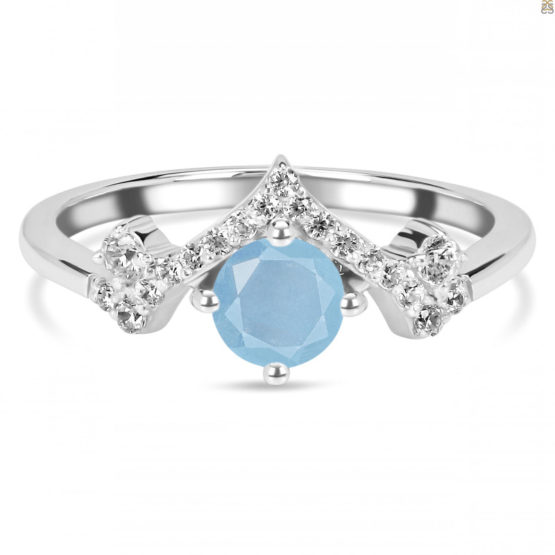 Aquamarine & White Topaz Ring AQM-RDR-2296.
