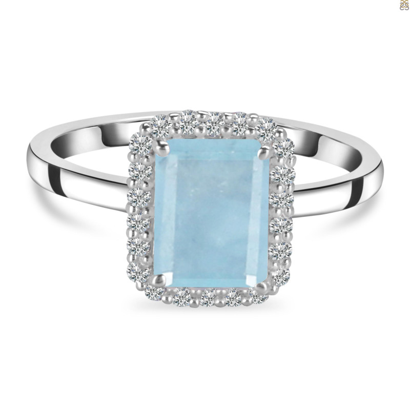 Aquamarine & White Topaz Ring AQM-RDR-2302.
