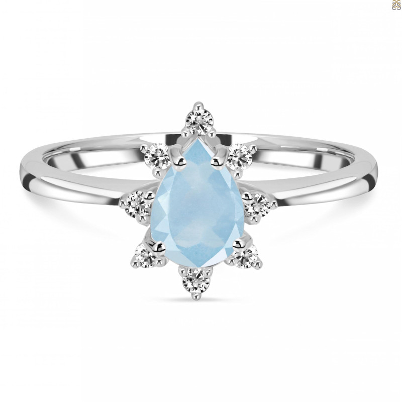 Aquamarine & White Topaz Ring AQM-RDR-2305.