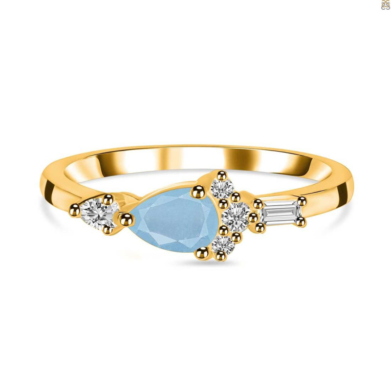 Aquamarine & White Topaz Ring AQM-RDR-2389.