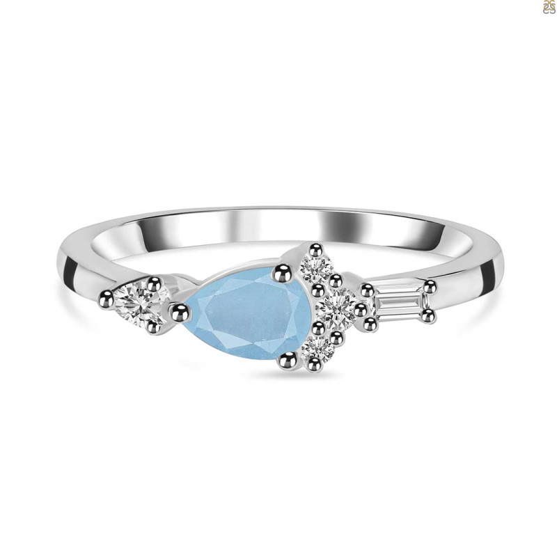 Aquamarine & White Topaz Ring AQM-RDR-2389.