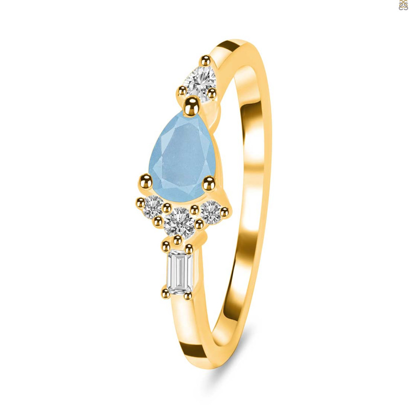 Aquamarine & White Topaz Ring AQM-RDR-2389.