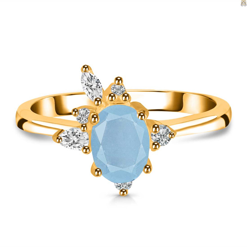 Aquamarine & White Topaz Ring AQM-RDR-2398.