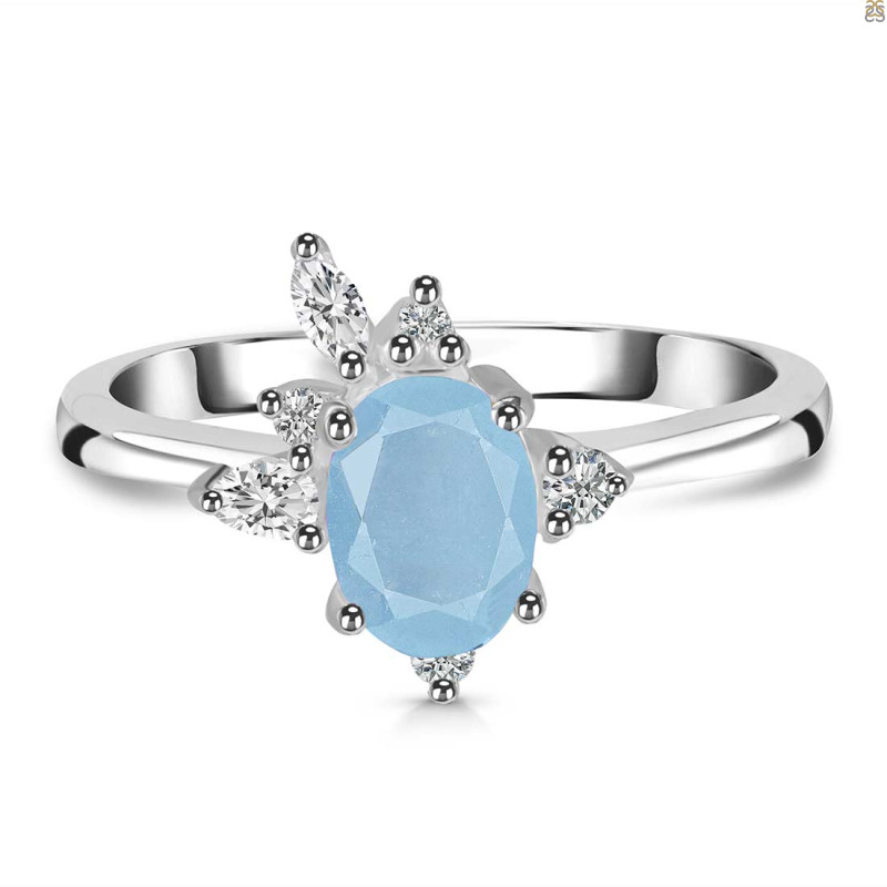 Aquamarine & White Topaz Ring AQM-RDR-2398.