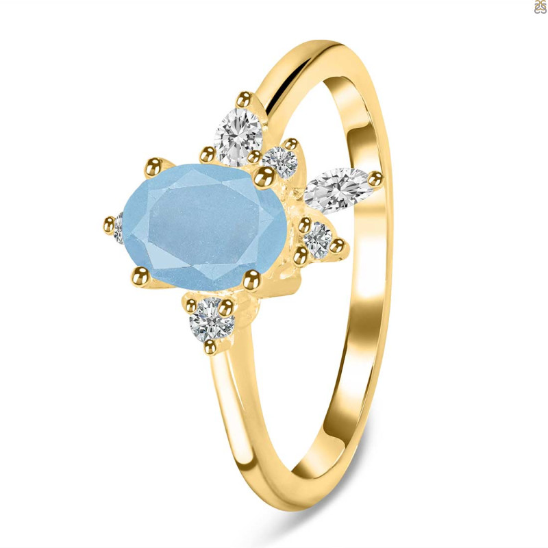 Aquamarine & White Topaz Ring AQM-RDR-2398.