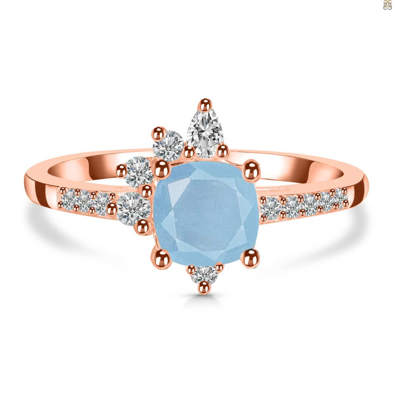 Aquamarine & White Topaz Ring AQM-RDR-2404.