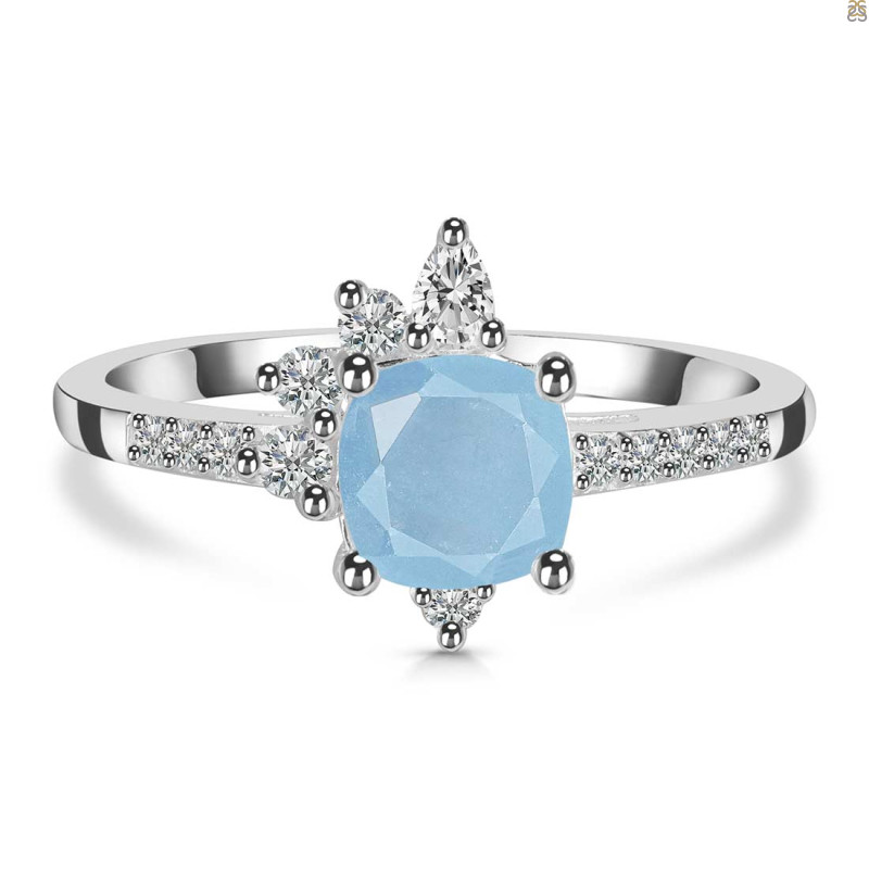 Aquamarine & White Topaz Ring AQM-RDR-2404.