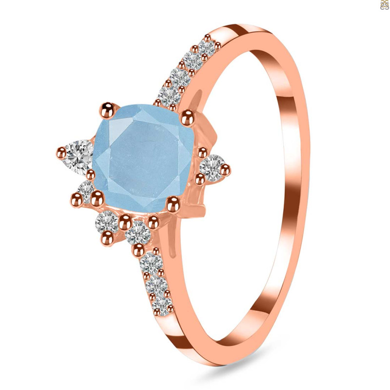 Aquamarine & White Topaz Ring AQM-RDR-2404.