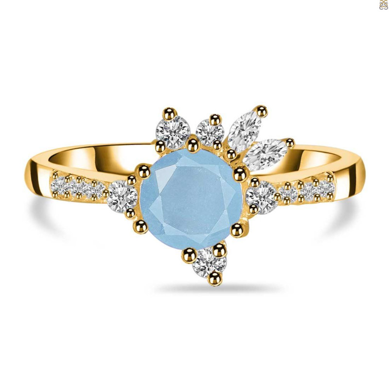 Aquamarine & White Topaz Ring AQM-RDR-2406.