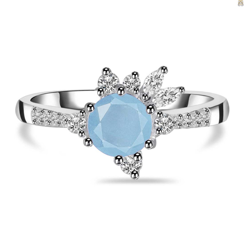 Aquamarine & White Topaz Ring AQM-RDR-2406.