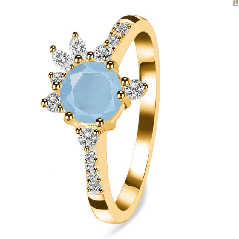 Aquamarine & White Topaz Ring AQM-RDR-2406.