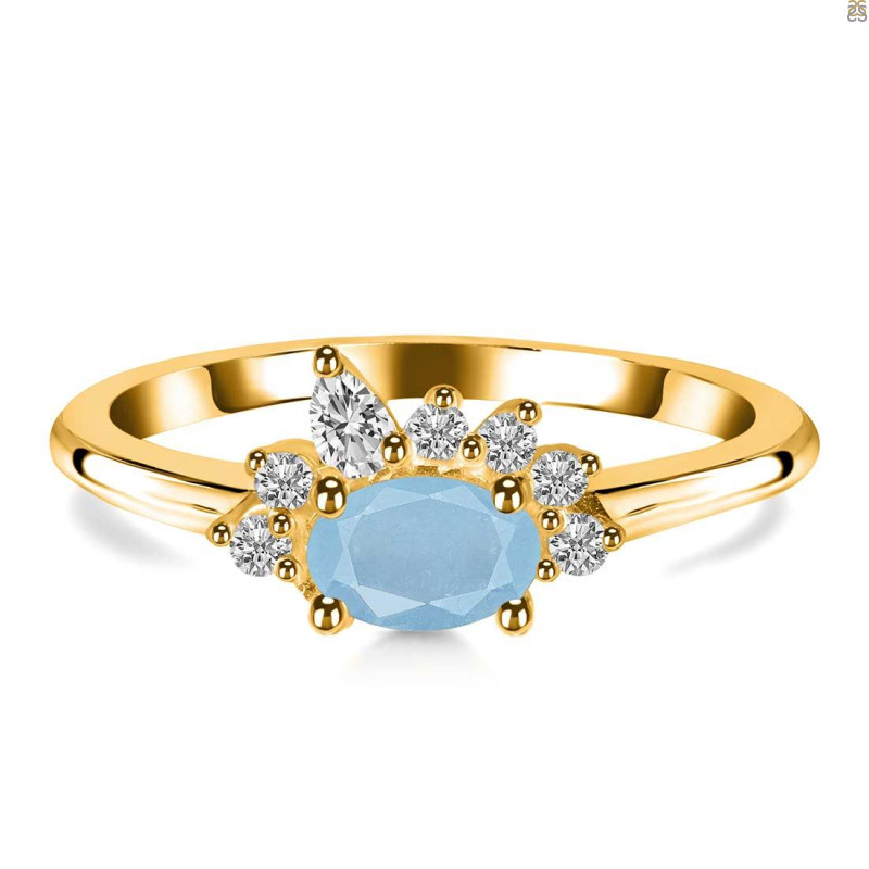 Aquamarine & White Topaz Ring AQM-RDR-2418.
