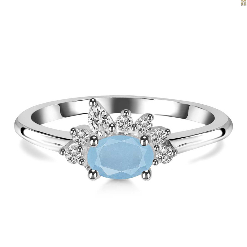 Aquamarine & White Topaz Ring AQM-RDR-2418.