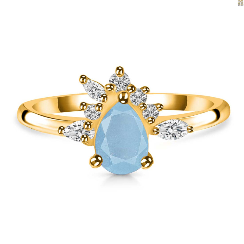 Aquamarine & White Topaz Ring AQM-RDR-2431.