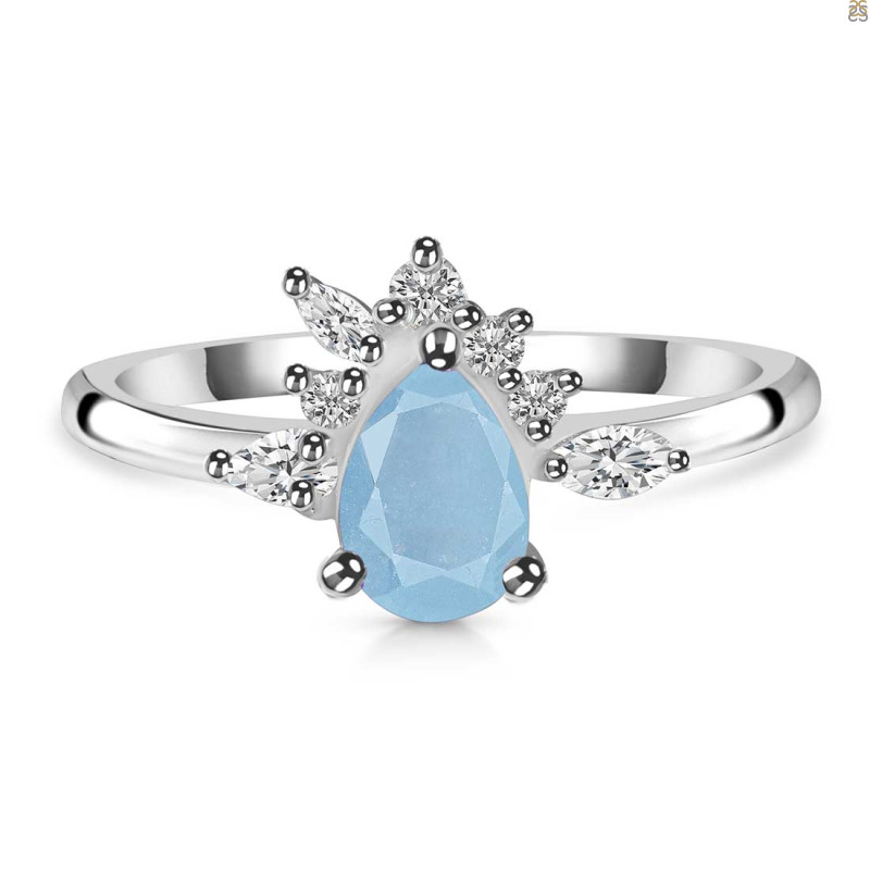 Aquamarine & White Topaz Ring AQM-RDR-2431.