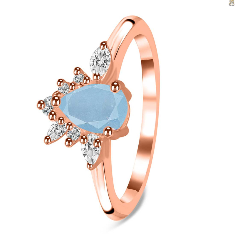 Aquamarine & White Topaz Ring AQM-RDR-2431.