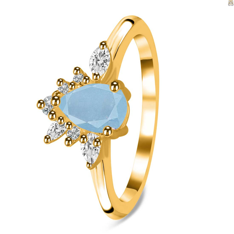 Aquamarine & White Topaz Ring AQM-RDR-2431.