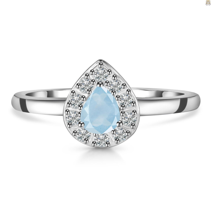 Aquamarine & White Topaz Ring AQM-RDR-2535.